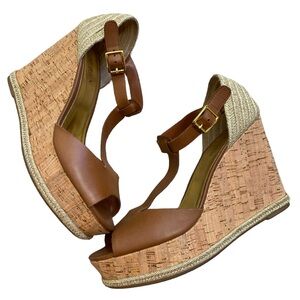 Sheila polo tan soft burnished calf platform wedges